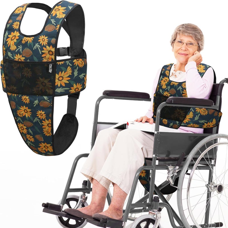 MDSTOP Wheelchair Safety Belt, Anti-Slip Wheelchair Seatbelt, Wheelchair Harness with Adjustable Secure Buckle, Medical Restraints Straps for Seniors Elderly, Patients, Disable (Cyan) - Image 1